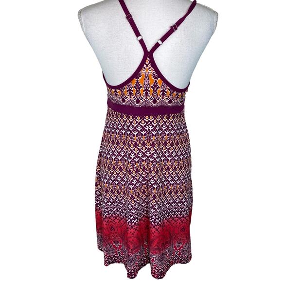 Athleta Printed Shorebreak Dress Size M Red Maroon Built In Bra - Picture 1 of 16